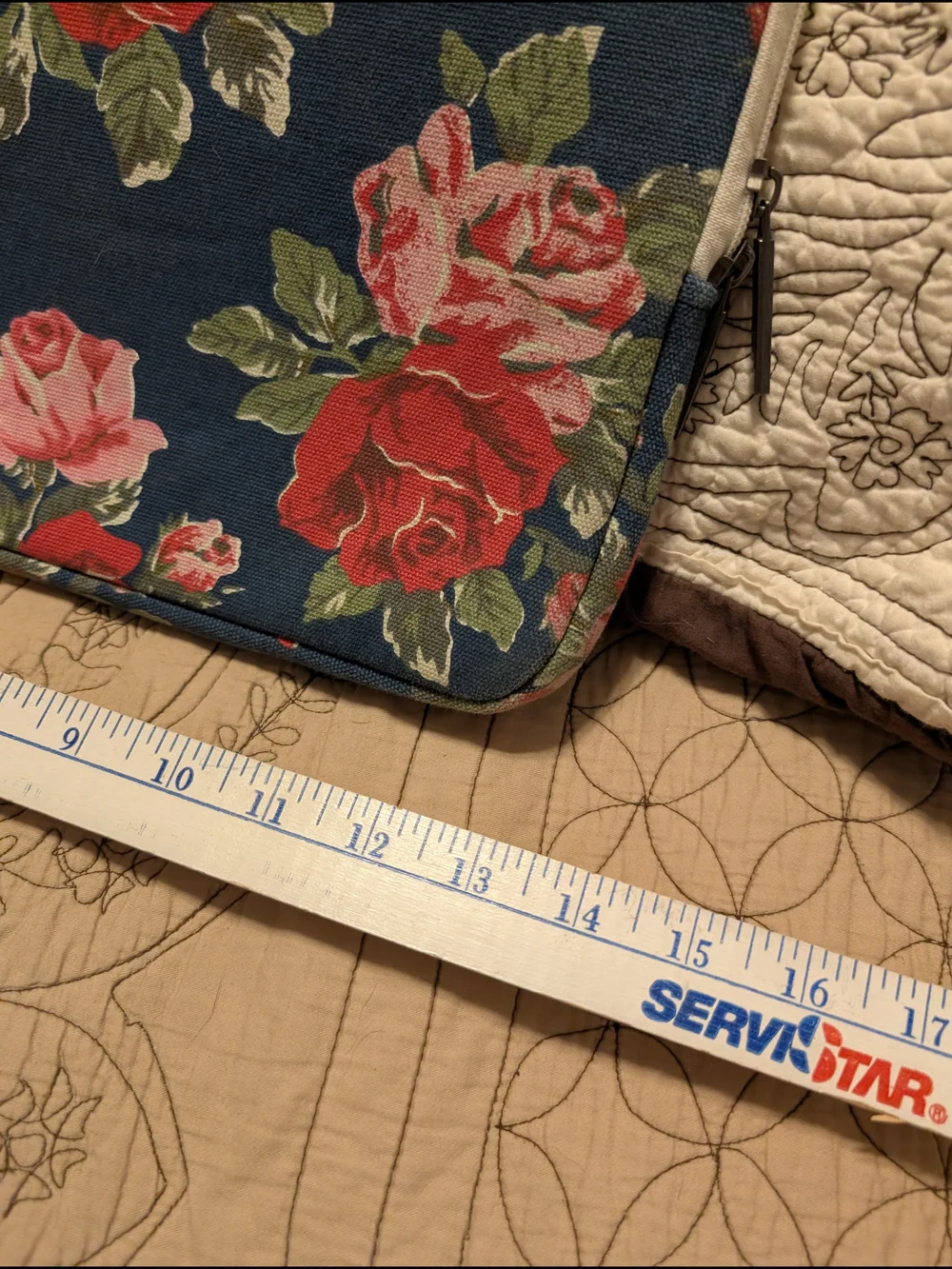 Canvaslife Laptop Bag, Navy with Red & Pink Roses